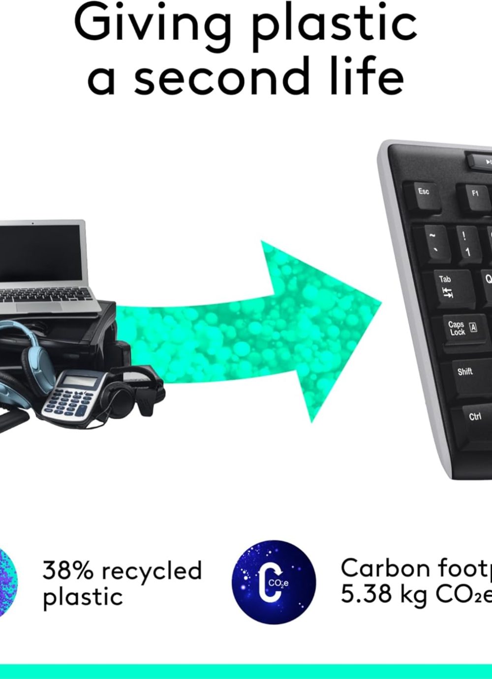 Wireless Keyboard for Windows, 2.4 GHz Wireless, Full-Size, Number Pad, 8 Multimedia Keys, 2-Year Battery Life, Compatible with PC, Laptop, Black - Image 5