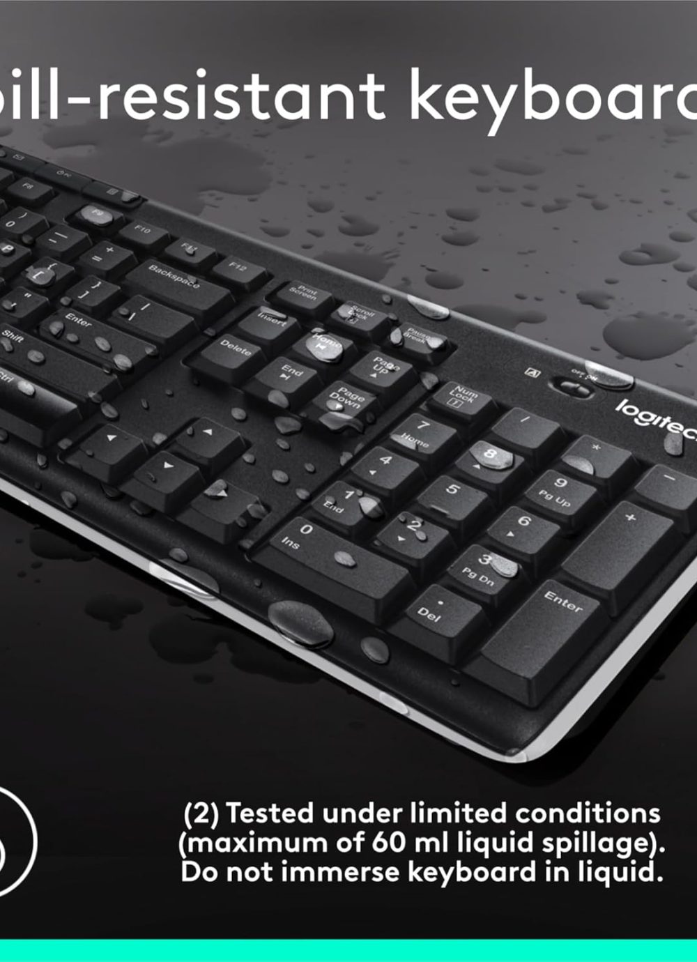 Wireless Keyboard for Windows, 2.4 GHz Wireless, Full-Size, Number Pad, 8 Multimedia Keys, 2-Year Battery Life, Compatible with PC, Laptop, Black - Image 6